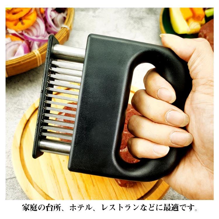 堅い生地をたたいて柔らかくする道具です 洗いやすい ミートテンダライザー 肉叩き 48刃 調味料が染み込み料理用