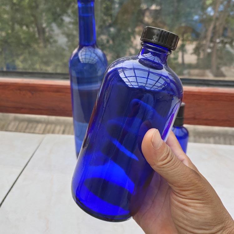 ブルーボトル ガラス製 保存瓶 蓋付き ガラス瓶 【2本セット】 ブルー