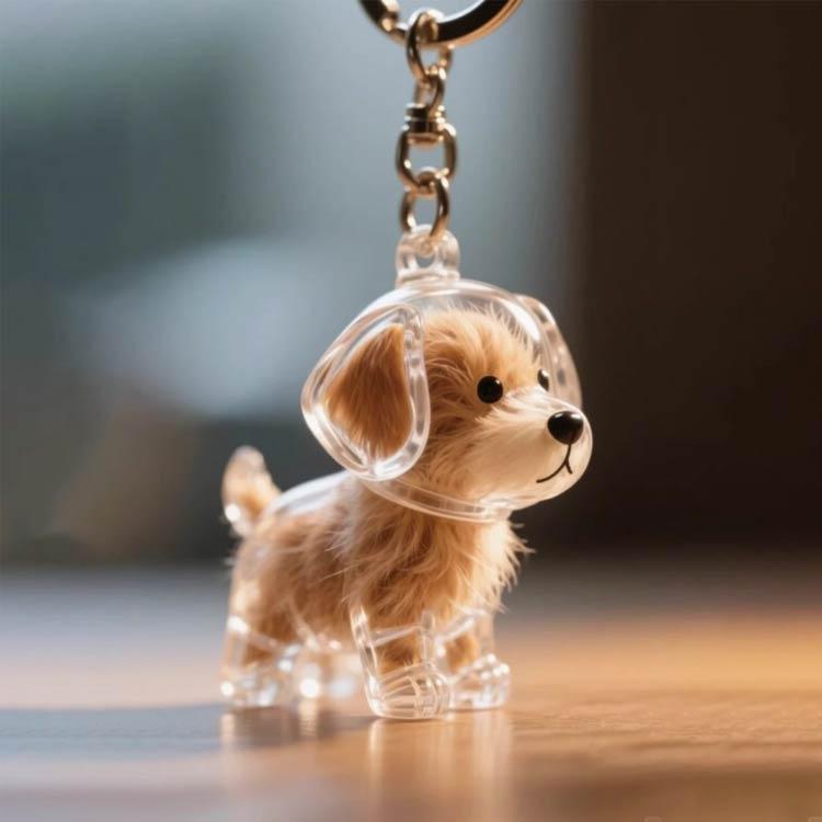 2個セット 透明ケース メモリアルペットグッズ 犬の毛収納キーホルダー