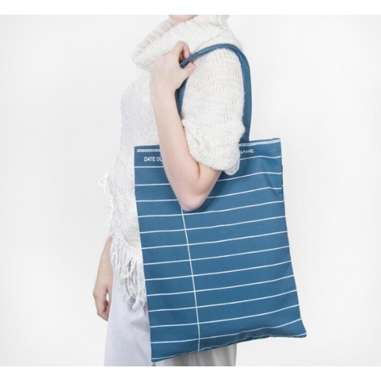 [Out of Print] Library Card Tote Bag (Blue Denim)｜rudie｜03