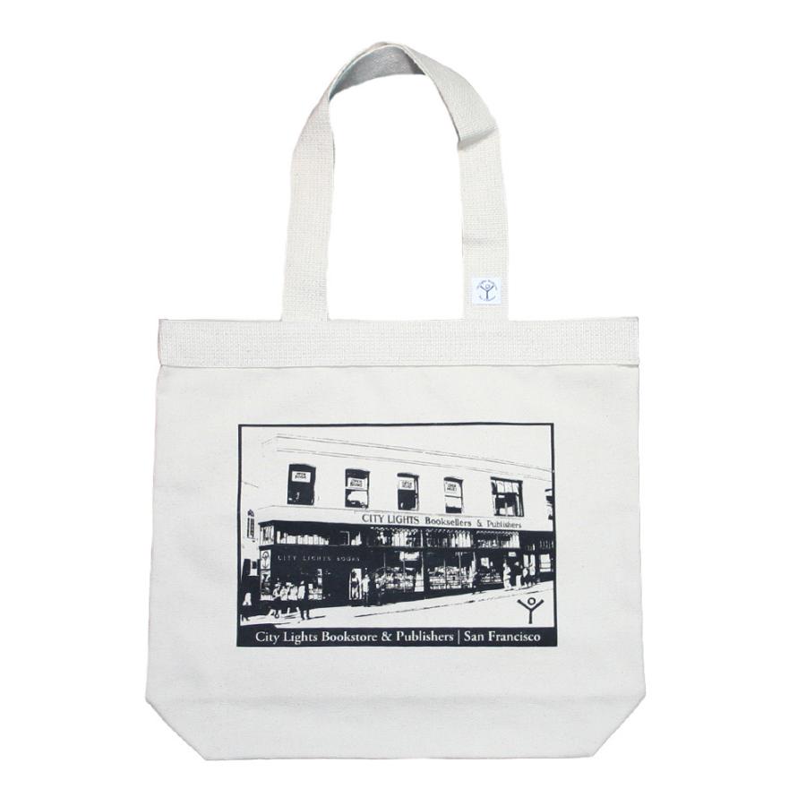City Lights Bookstore] Storefront Photo Tote Bag (Natural 