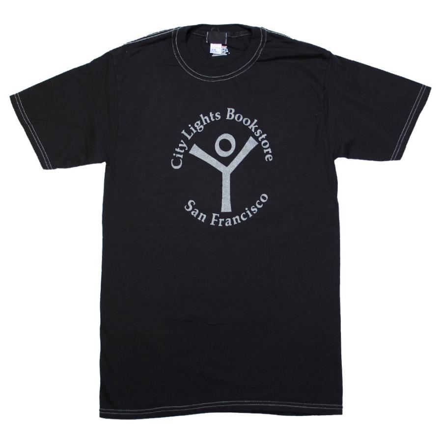 [City Lights Bookstore] Logo Tee (Dyed Black / Silver) シティ・ライツ・ブックストア