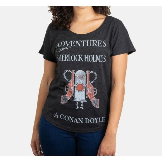 [Out of Print] Arthur Conan Doyle   The Adventures of Sherlock Holmes Relaxed Fit Tee (Vintage Black) (Womens)