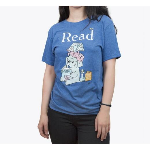 [Out of Print] Mo Willems / Read with Elephant & Piggie, and The Pigeon Tee (Royal Blue)｜rudie｜03