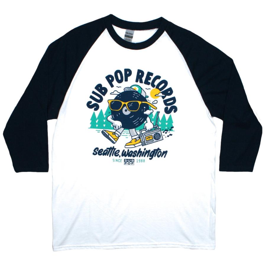 Sub Pop Records / Big League Raglan Baseball Tee (White/Navy