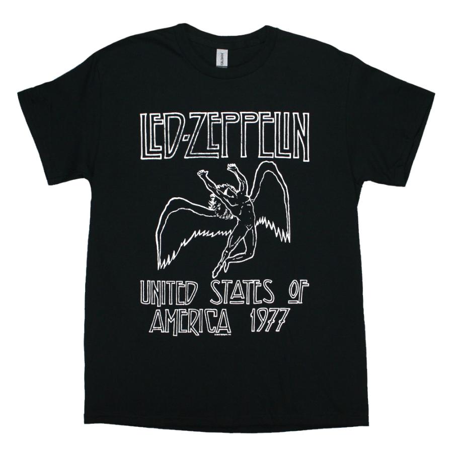 LED ZEPPELIN 1977年アメリカツアーTシャツ Led Zeppelin / North American Tour 1977 Tee 7 (Black) - レッド