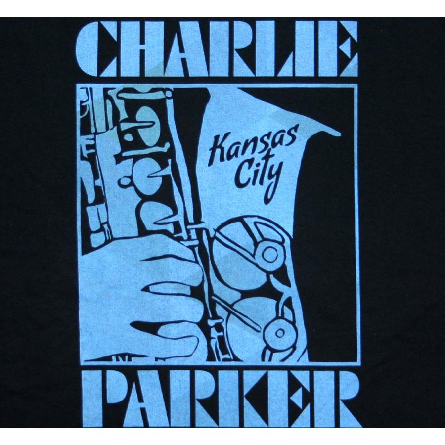 Charlie Parker / Playing a Saxophone Tee (Black) - チャーリー 