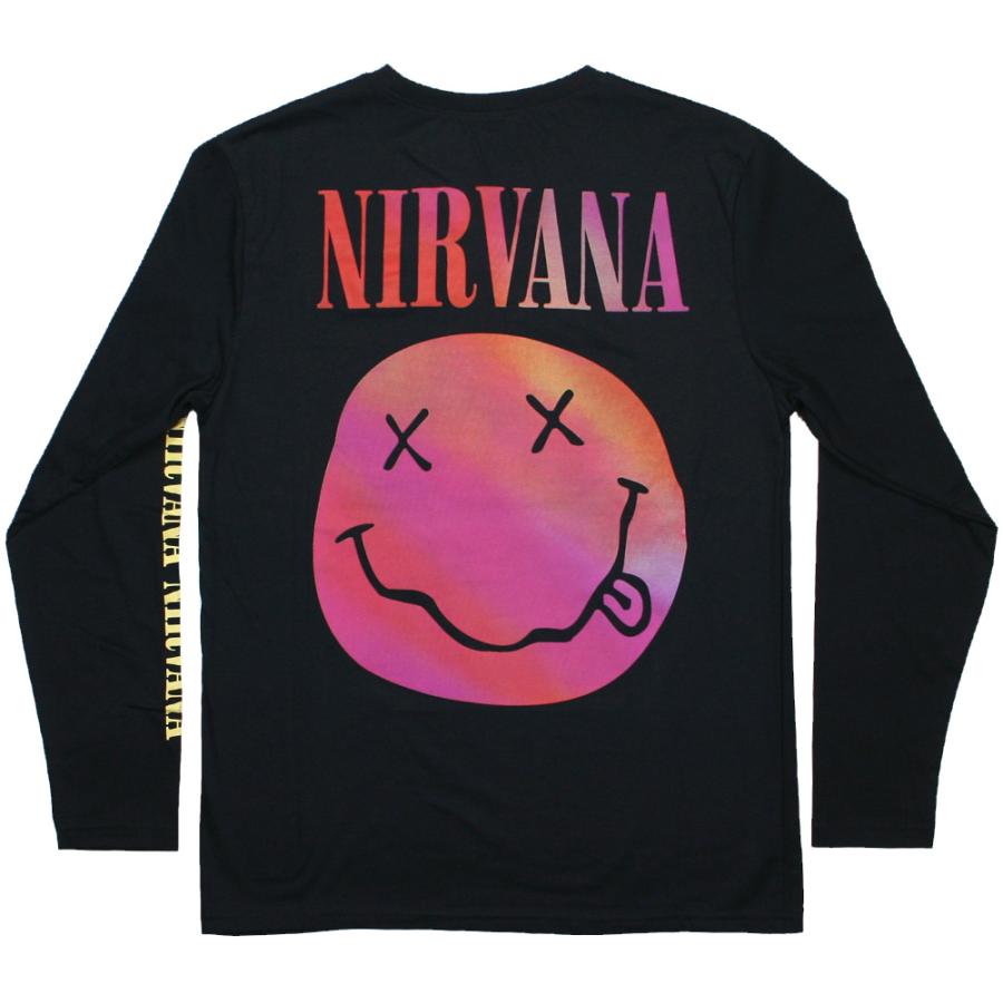 Nirvana / Gradient Smile Long Sleeve Tee (Black) - ニルヴァーナ ロングスリーブ Tシャツ｜rudie｜02