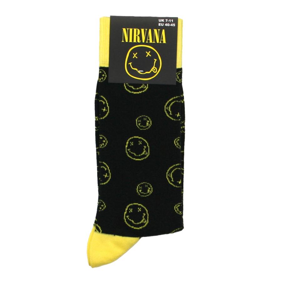 Nirvana / Smiley Face Socks 2 (Black) - ニルヴァーナ ソックス｜rudie｜02