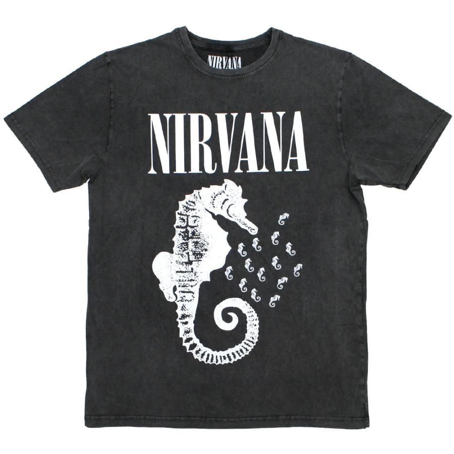 Nirvana / Seahorse Stone Wash Tee 3 (Charcoal Grey) - ニルヴァーナ 