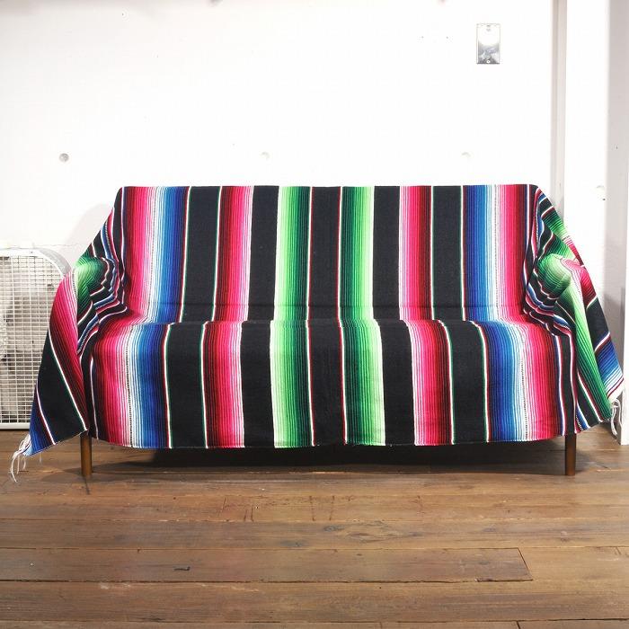 メキシカン サラペ ブランケット キャンプ アウトドア メキシカンラグ サルティーヨ サラッペ Saltillo Sarape[約210x150cm]BLK｜rugforest｜03