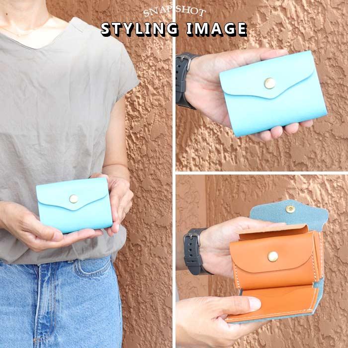 Cham（チャム） ミニ 財布 お札 折らない 革 3つ折り 財布 コンパクト