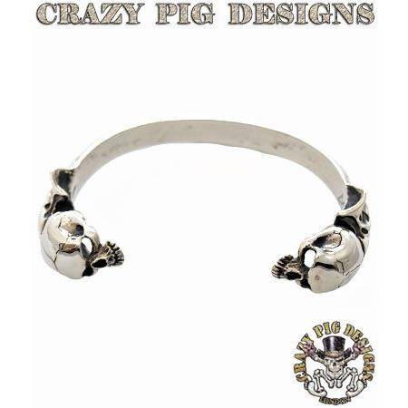 クレイジーピッグ CRAZYPIG 2スカル バングル（スモール） CRAZY PIG バングル メンズ ブレスレット レディース｜rugged-market