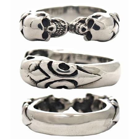 CRAZY PIG クレイジーピッグ　2スカル チューダーリング シルバー クレイジーピッグ CRAZY PIG DESIGNS TWO SKULL TUDOR RING RING