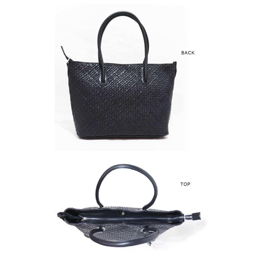 P.I.D 本革トートバッグ 大容量 牛革 編み込み イントレチャート