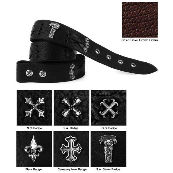 ソファアリ SofferAri コブラ KAY ステッチベルト ストラップ ブラック ブラウン w シルバーバッジ BELT STRAP ベルトの画像