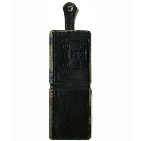 ソファアリ SofferAri レザー ウォレット S.A. WALLET WITH N.C. RUBIES BADGE CLACK - BLACK BROWN CAMO LEATHER 革財布の画像