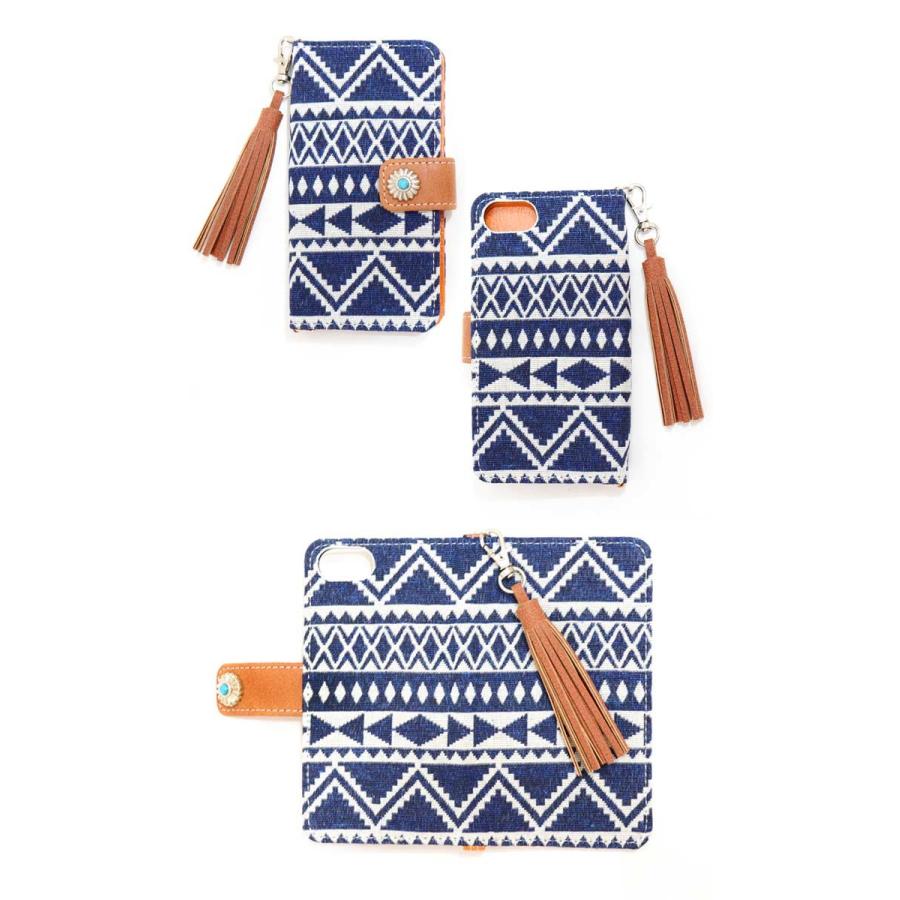 スマホケース アイフォンケース 手帳型ケース 紺白トライバル柄 Sana Tribal Lifestylegoodsラギッドマーケット 通販 Yahoo ショッピング
