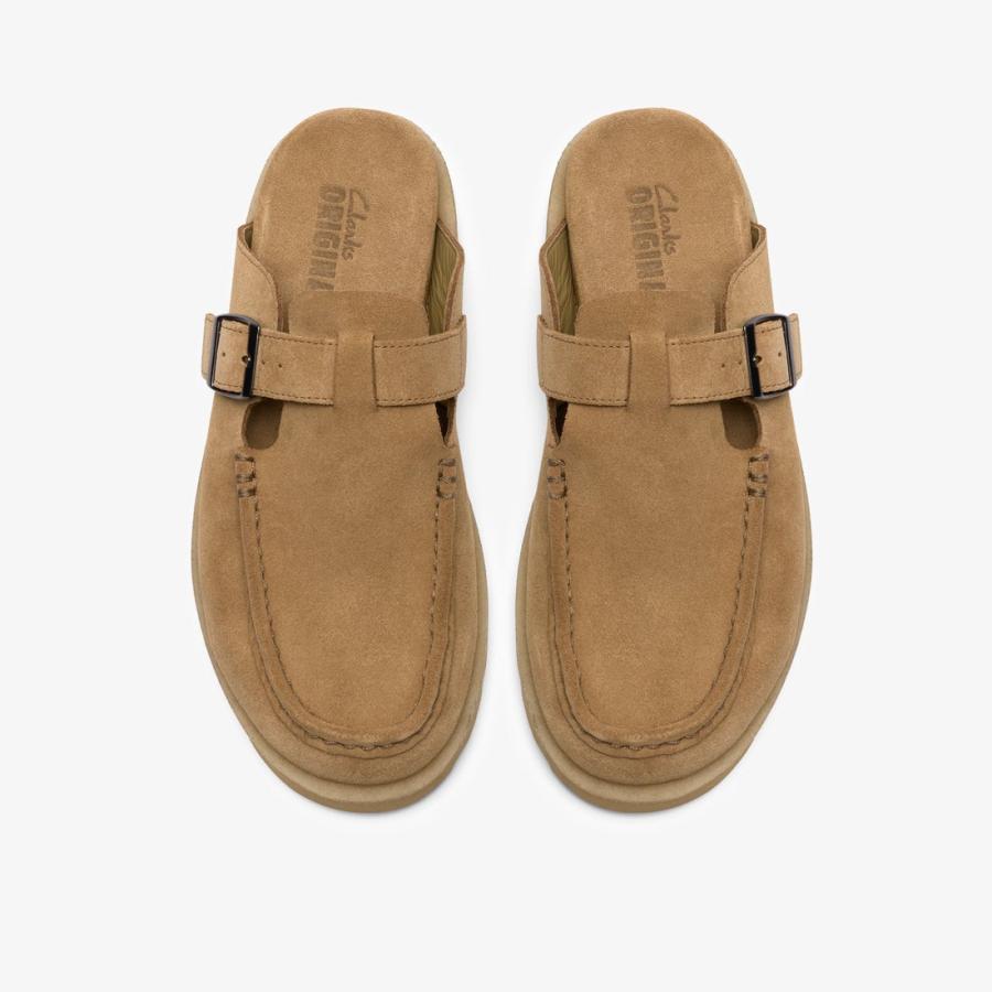 クラークス Clarks メアモック Meare Mocc ダークサンドスエード Dark Sand Suede ベージュ サンダル メンズ 26185713の画像