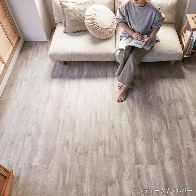 フロアタイル 置くだけ 賃貸 木目調 抗菌 撥水 6畳 DIY リフォーム 床材 床タイル 木目 滑り止め 北欧 おしゃれ 吸着 敷くだけ / ウッドタイルの画像