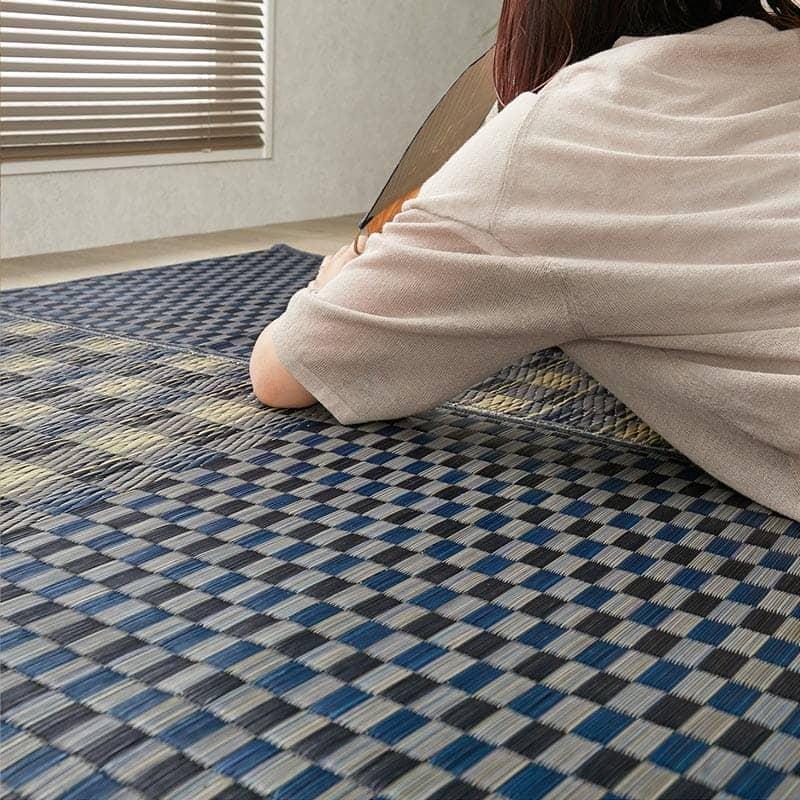 い草ラグ 180×180cm 抗菌防臭 滑り止め付き ブルー グラムスタイル い草ラグ 2畳 180×180 撥水 井草ラグ い草マット ラグ