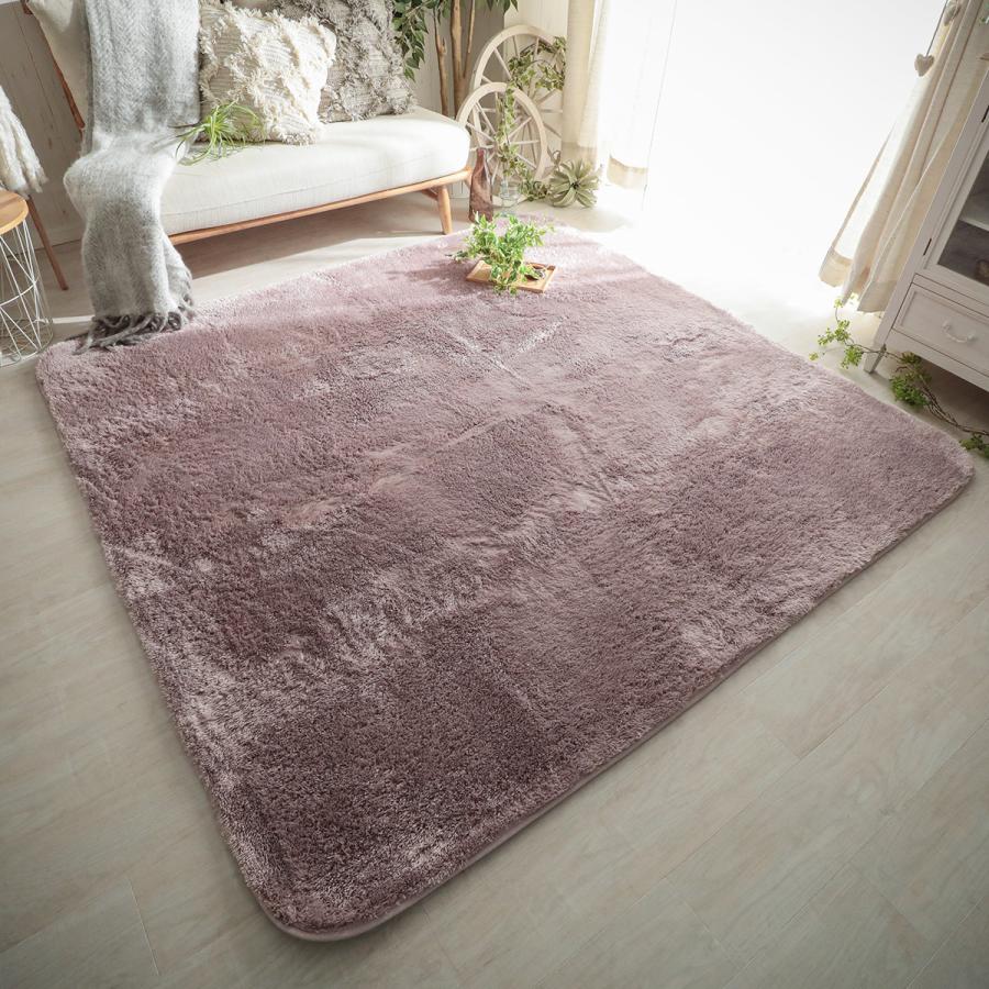 ベージュ 花柄 シャギーラグ 北欧 約240cm x 190cm ベージュ 花柄