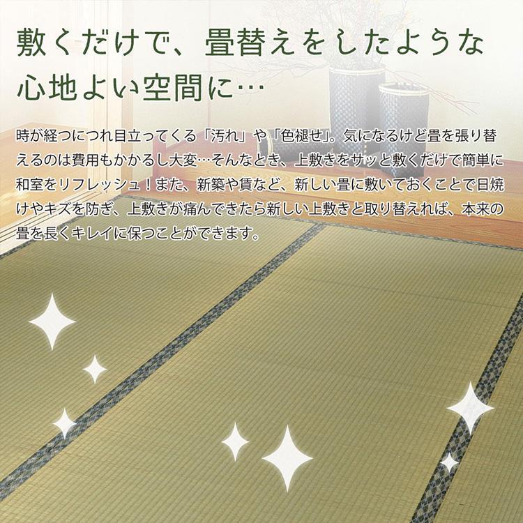 い草 上敷き ござ カーペット 撥水 6畳 6帖 畳の上に敷くもの いぐさ イ草 双目織 / はっ水ござ 引目織り 江戸間6畳 約261x352cm｜rugly｜02