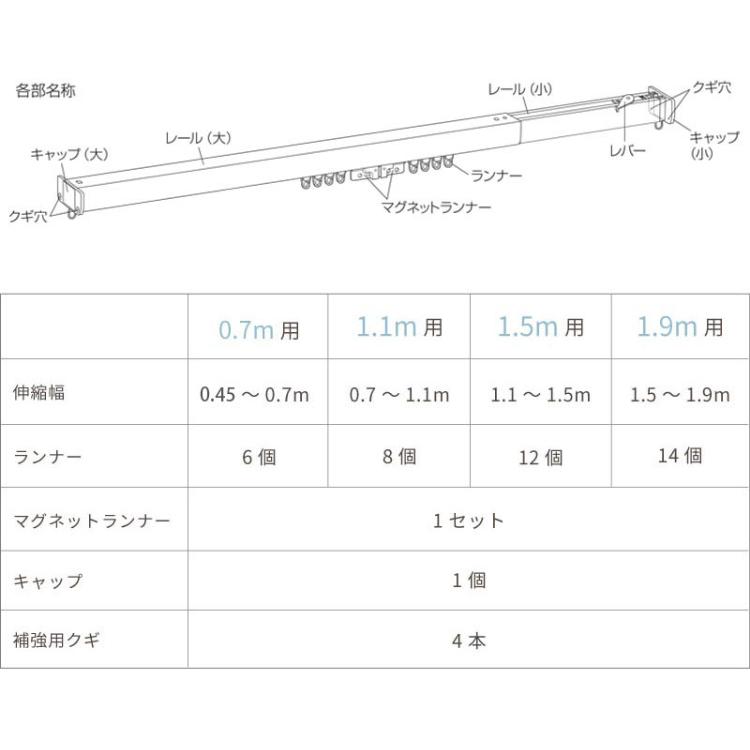 カーテンレール 突っ張り棒 カーテン 突っ張りカーテンレール シングル 間仕切り おしゃれ 突っ張り式 つっぱり式 穴あけ不要 / フィットオン 70〜110cm｜rugly｜12