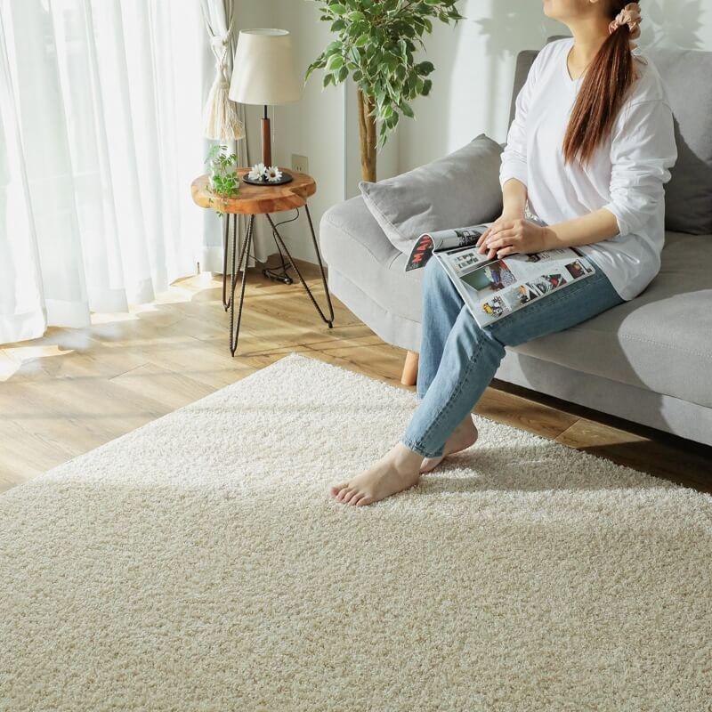 カラー限定特価 ラグ カーペット 絨毯 洗える 1.5畳 130×190 北欧 おしゃれ 防炎 防ダニ 抗菌 防臭 床暖房対応 滑り止め ふわふわ シャギーラグ / ジェム | グラムスタイル | 18