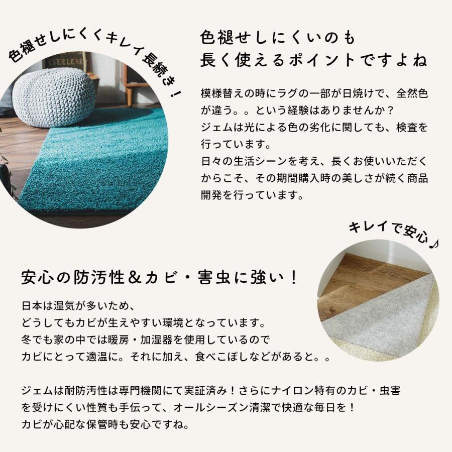 カラー限定特価 ラグ カーペット 絨毯 洗える 2畳 190×190 北欧 おしゃれ 防炎 防ダニ 抗菌 防臭 床暖房対応 滑り止め ふわふわ シャギーラグ / ジェム | グラムスタイル | 22