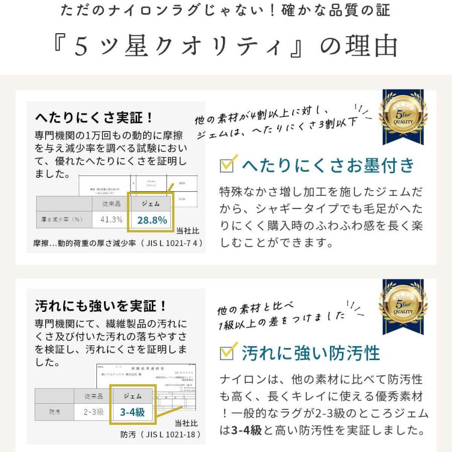 ラグ カーペット ラグマット 3畳 洗える 絨毯 北欧 おしゃれ じゅうたん 防ダニ 抗菌防臭 防炎 ナイロン シャギーラグ オールシーズン / ジェム 約190x240cm｜rugly｜18