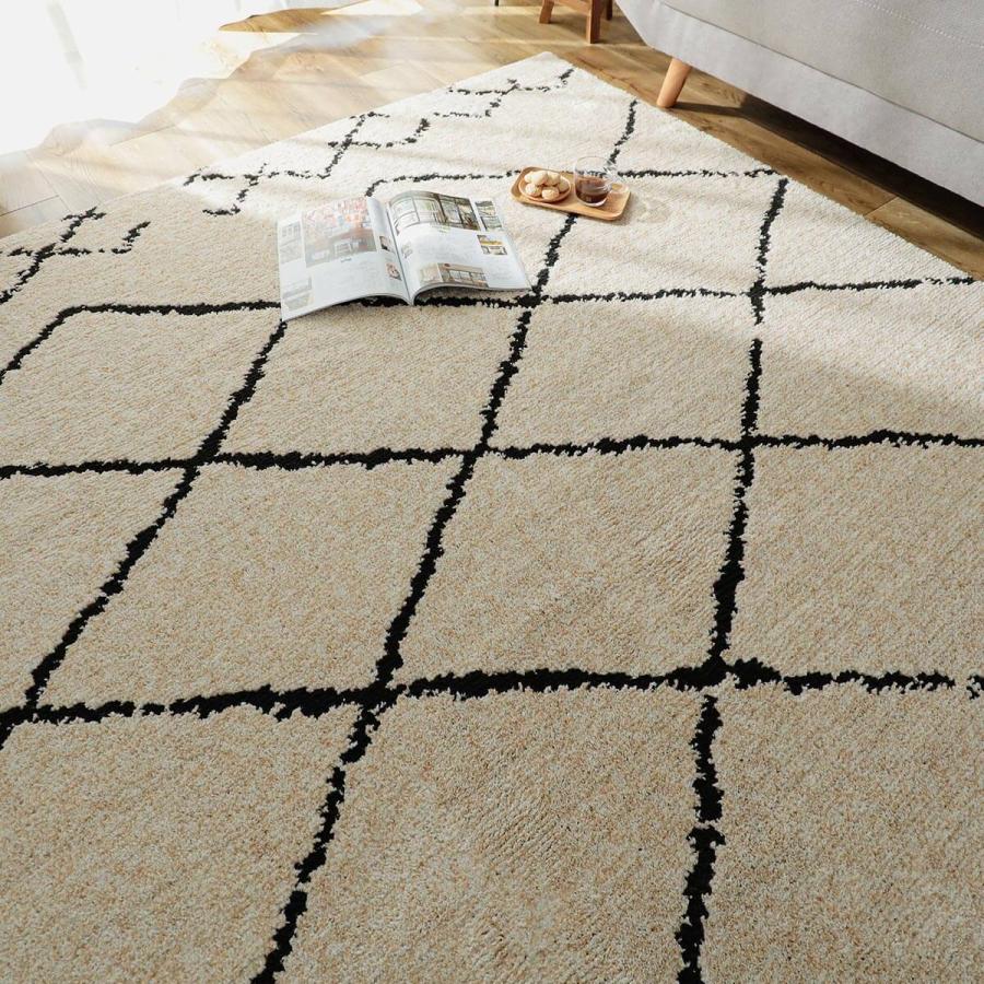 抗菌防臭国産ラグ　ベージュ　ベニワレン柄　手洗い可能　190×240 グラムスタイル ラグ カーペット 洗える 3畳 190×240 北欧 おしゃれ