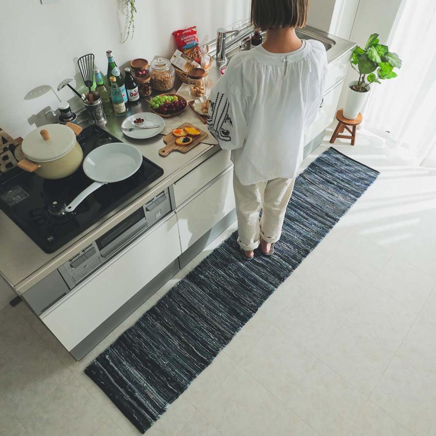 キッチンマット 台所マット ロング おしゃれ 北欧 デニム ヴィンテージ ジーンズ ビンテージ 西海岸 アンティーク / メーア 45×120cm | グラムスタイル | 03