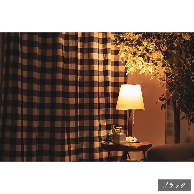 カーテン コットン 幅100cm×丈80~200cm オーダー 綿 おしゃれ 北欧 ナチュラル 洗える 採光 非遮光 アジアン 片開き 1枚 両開き 2枚 / ボムル チェック | グラムスタイル | 22
