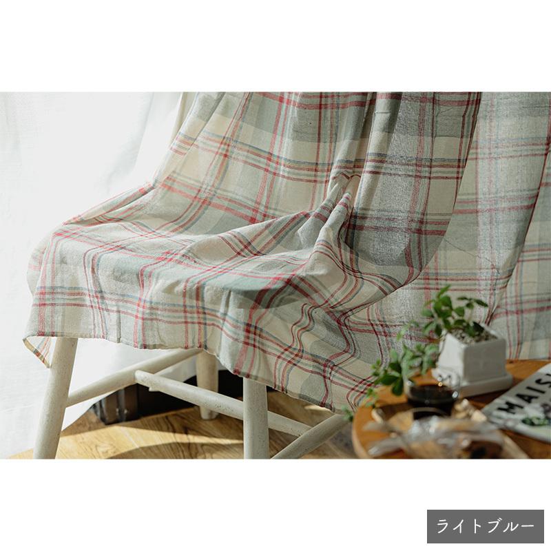 カーテン コットン 幅100cm×丈80~200cm オーダー 綿 おしゃれ 北欧 ナチュラル 洗える 採光 非遮光 アジアン 片開き 1枚 両開き 2枚 / ボムル チェック | グラムスタイル | 21