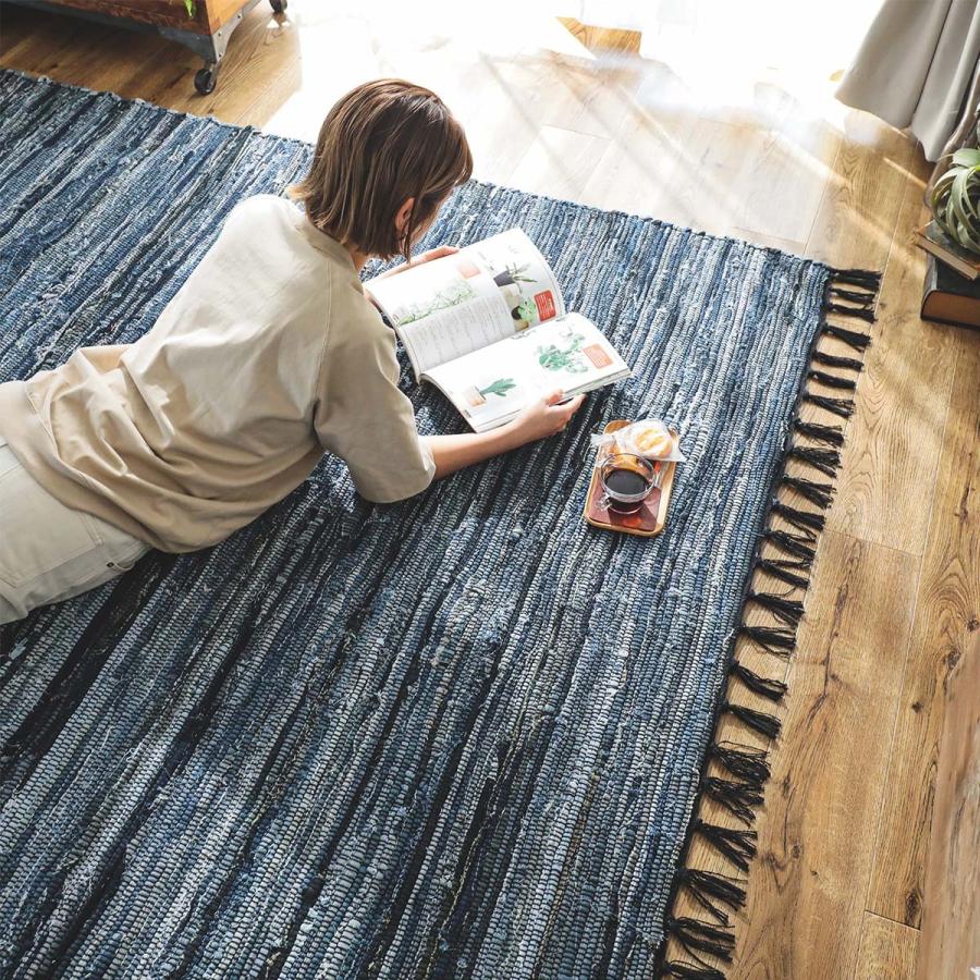 グラムスタイル デニムラグ ラグ ラグマット おしゃれ 綿 コットン 100