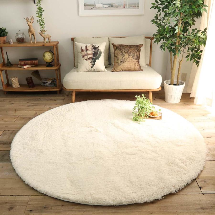 ラグ シャギーラグ ラグマット 洗える 厚手 極厚 防音 円形 190 おしゃれ 北欧 滑り止め付き 床暖房対応 マイクロファイバー / エアリープラス | グラムスタイル | 10