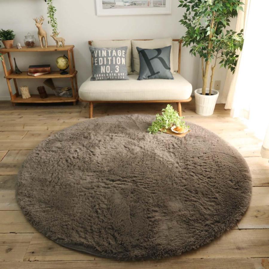 ラグ シャギーラグ ラグマット 洗える 厚手 極厚 防音 円形 190 おしゃれ 北欧 滑り止め付き 床暖房対応 マイクロファイバー / エアリープラス | グラムスタイル | 12