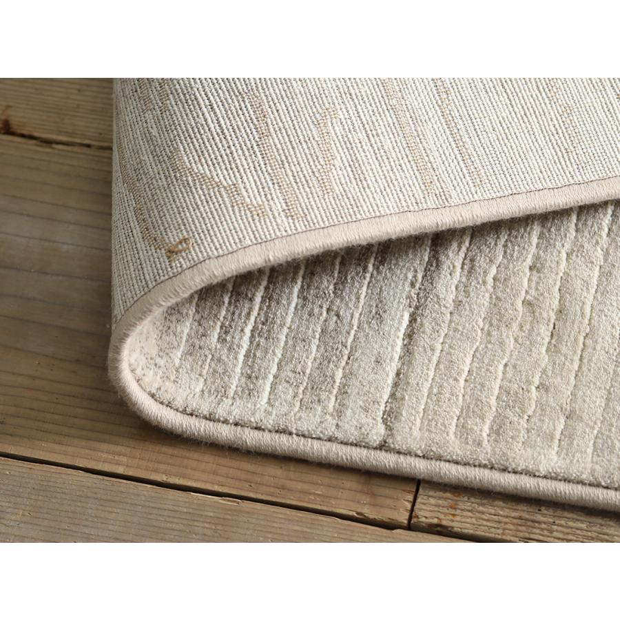 ウールコットン手織りラグ /パターンボーダー・生成200x200cm ウールコットン手織りラグ /パターンボーダー・生成200x200cm