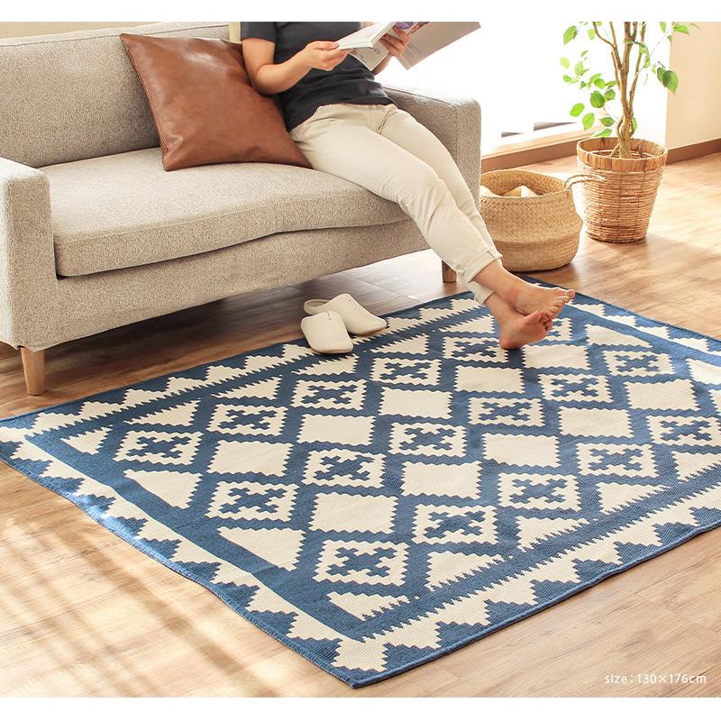 日本製ラグ ラグマット 洗える 176×176cm 2畳 正方形 薄手 軽量