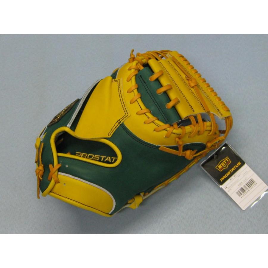 ◆ゼット限定品》軟式プロステイタス捕手用BRCB30962T右投/Dグリーン×イエローの画像