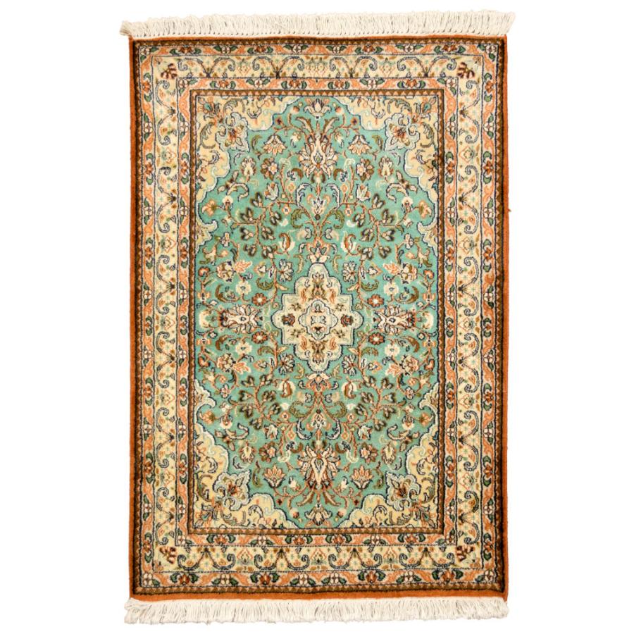 シルク段通 玄関マット おしゃれ 約66×96cm グリーン シルク 絹 シルク段通 玄関マット おしゃれ 約66×96cm グリーン シルク 絹
