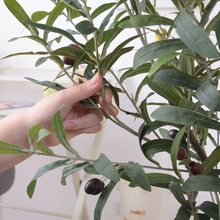 フェイクグリーン オリーブ 約W44*D44*H152 GRN-17 人工観葉植物 オリーブ 実 葉 造花 インテリア 癒し リーフ ガーデン 室内 飾りの画像