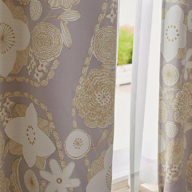 遮光カーテン　植物柄 爽やかな南国調ボタニカル柄の3級遮光カーテン Vita Botanica