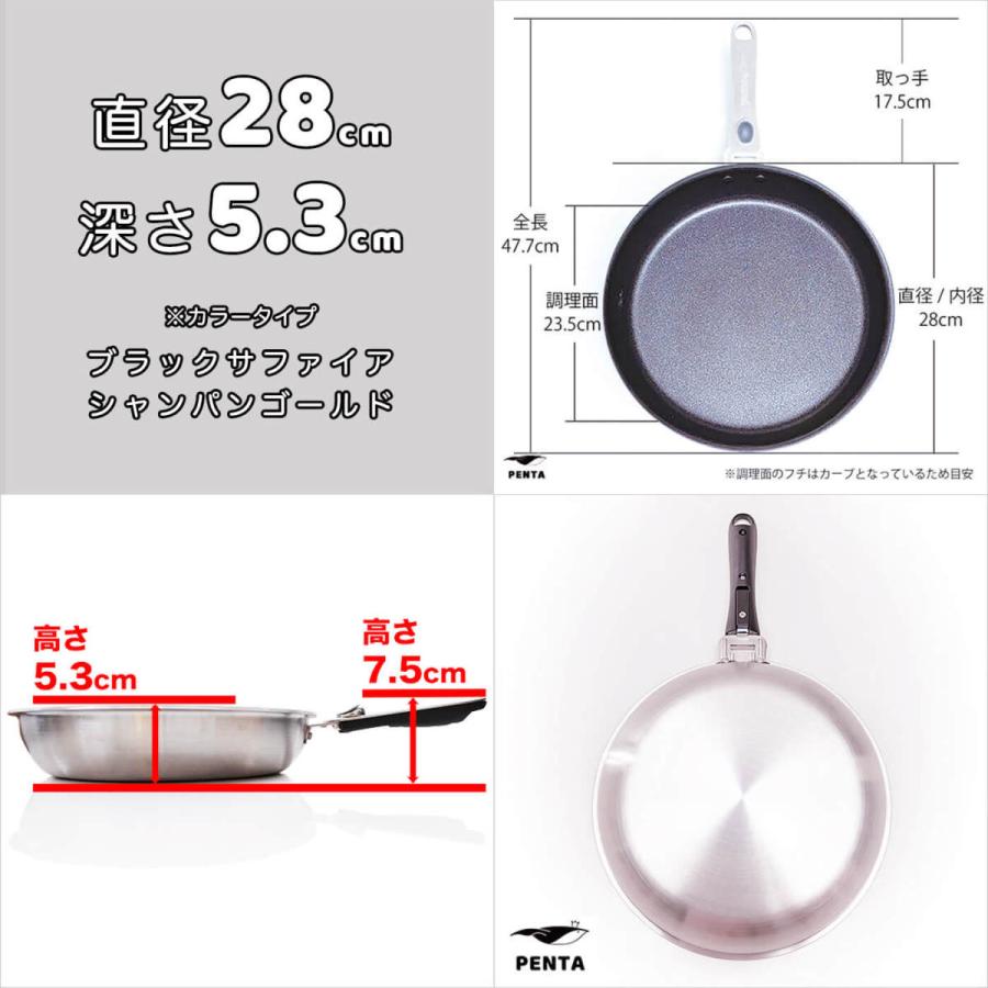 PENTA（ペンタ） フライパン ih 28cm くっつかない IH対応 ガス 王様