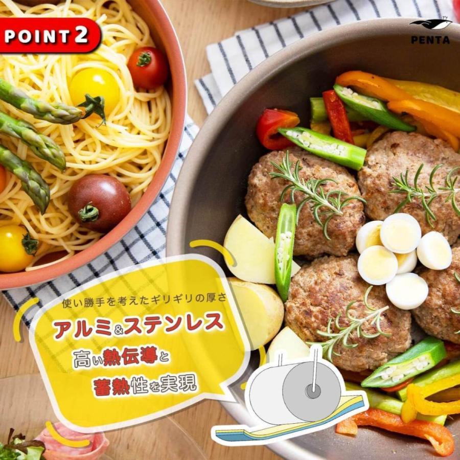 フライパン 2種セット 20cm深型 28cm浅型 IH直火兼用 王様フライパンPENTA シャンパンゴールド|ruhru|11
