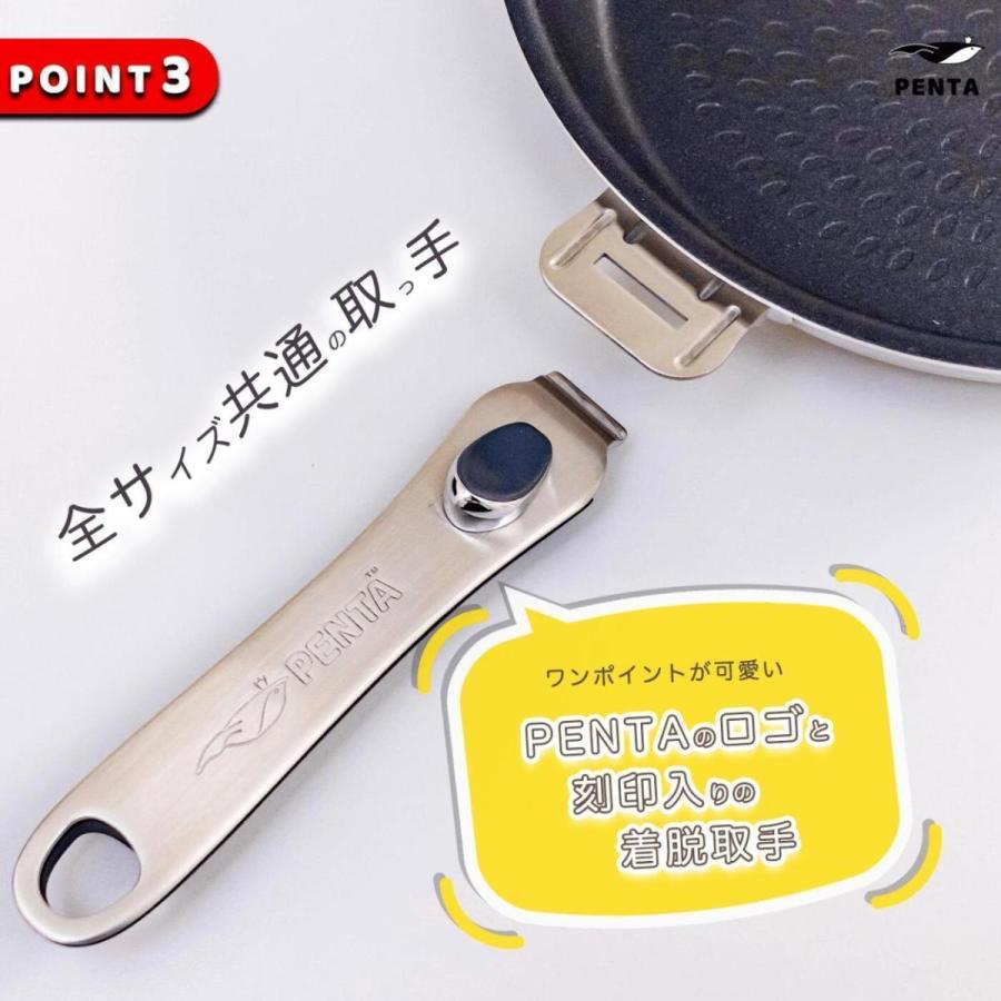 フライパン 2種セット 20cm深型 28cm浅型 IH直火兼用 王様フライパンPENTA シャンパンゴールド|ruhru|13