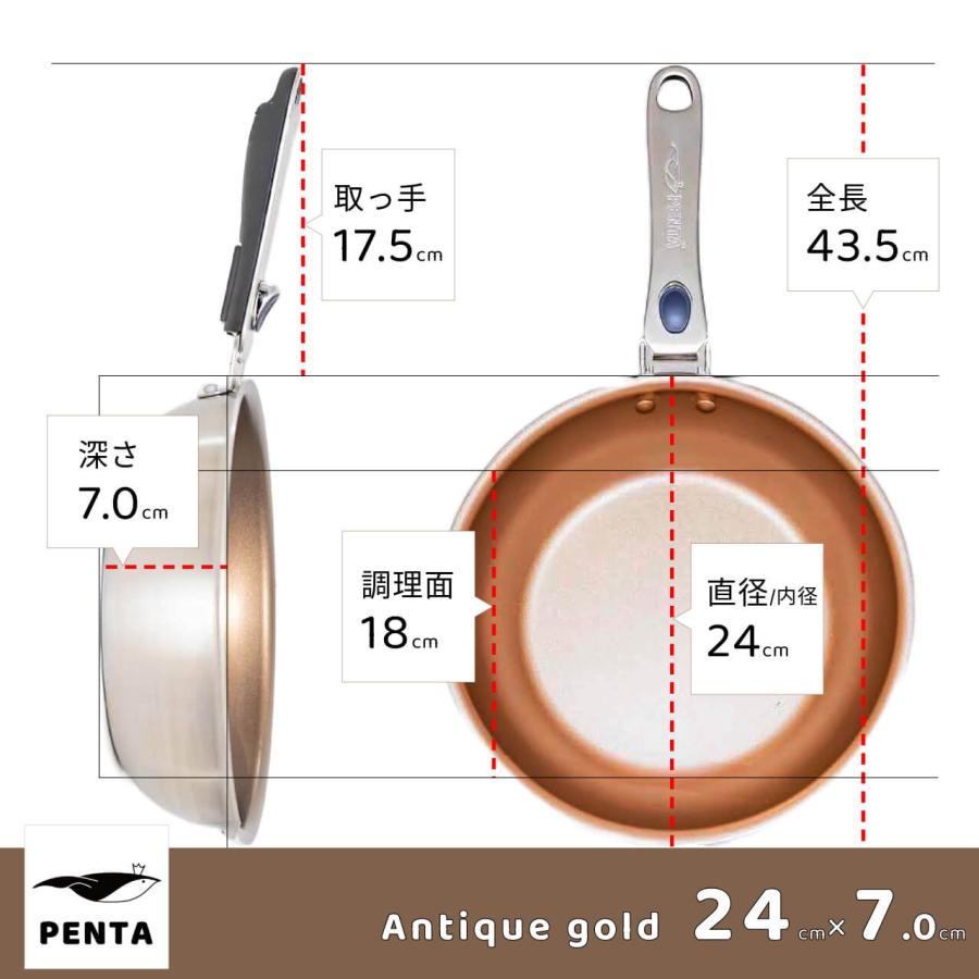 PENTA（ペンタ） フライパン 24cm深型 爆買 日本製 ステンレス アルミ