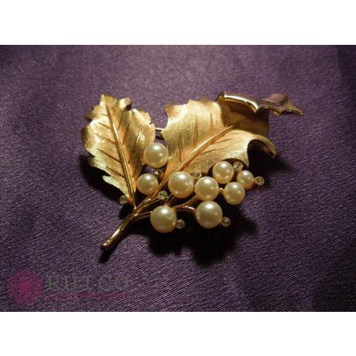 ★動作確認済み TRIFARI トリファリ ブローチ リーフ 葉 アンティーク 【X2092510780】(12350円)