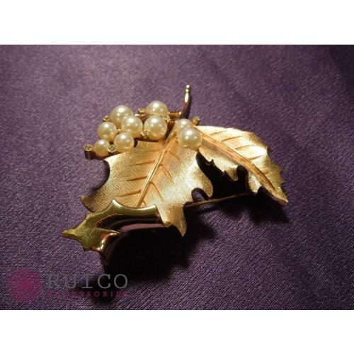 ★動作確認済み TRIFARI トリファリ ブローチ リーフ 葉 アンティーク 【X2092510780】(12350円)